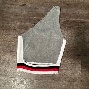 Grey cut out cropped tank